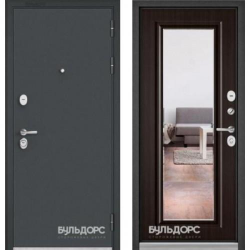 Входная дверь - Бульдорс STANDART 90 Черный шелк /Ларче шоколад - зеркало 9S-140